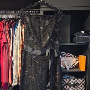 Tadashi Shoji Elegant Black Sequin Dress